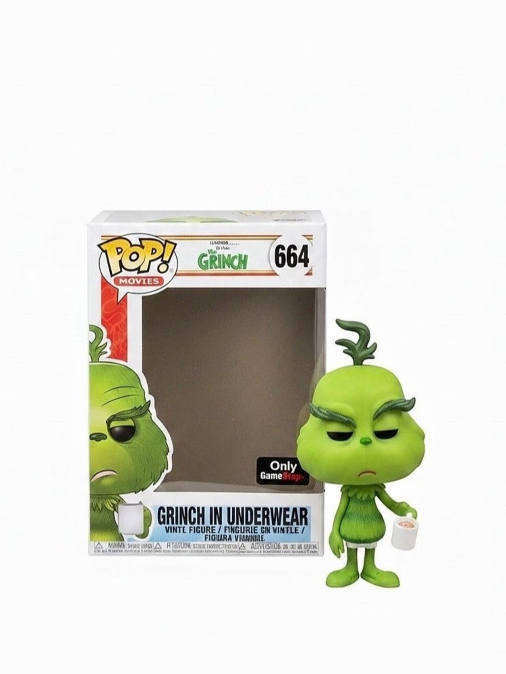 Funko Pop! Movies Grinch in Underwear #664 Figure game stop exclusive, box inclu